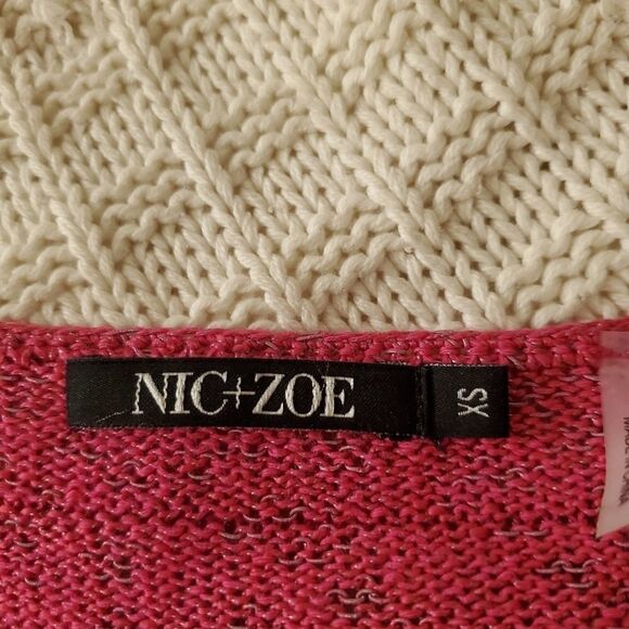 NIC+ZOE  Cross Stitch Sweater sz XS in Pink - Picture 10 of 13